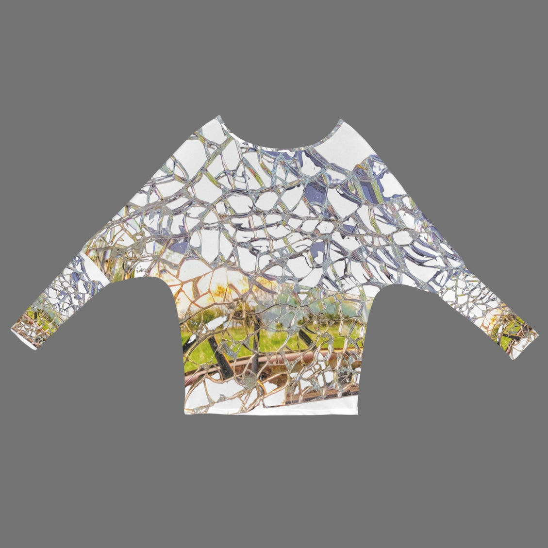 Batwing Long Sleeve Top Shattered Windshield White