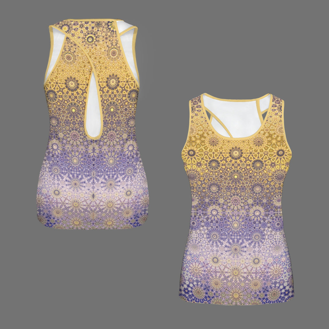 Cross Back Tank Lavendar and Gold Ombre