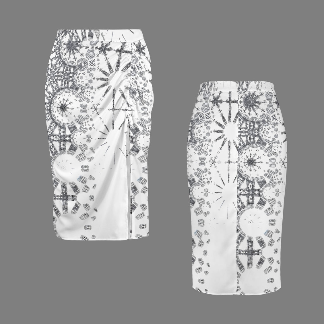 Drawstring Ruched Skirt Sunflower Silver Graphic