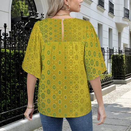 Bell Sleeve Blouse Green and Gold Ombre