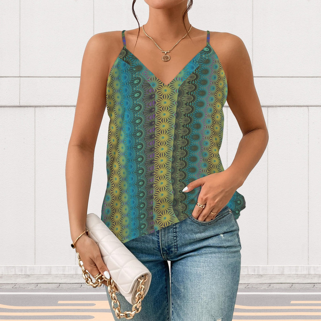 V Neck Cami Peacock