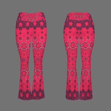 Flare Leggings Red Hollyhocks