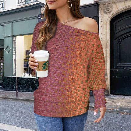 Batwing Long Sleeve Sweater Fall Leaves Ombre