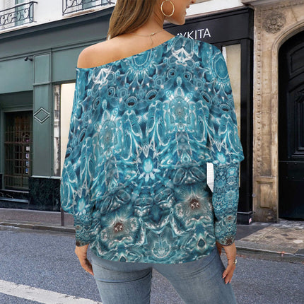 Batwing Long Sleeve Top Blue Glass