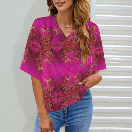 Draped Neck Blouse Orchids