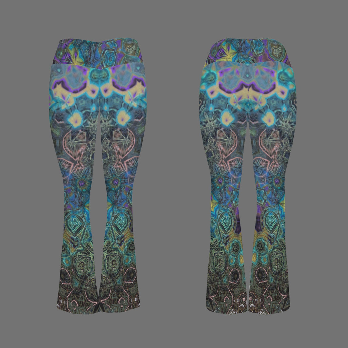 Flare Leggings Peacock Feathers Abstract