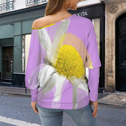 Batwing Long Sleeve Sweater Daisy Watercolor Lavendar