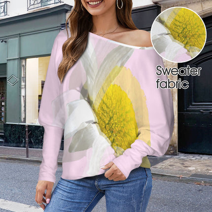 Batwing Long Sleeve Sweater Daisy Watercolor Pink