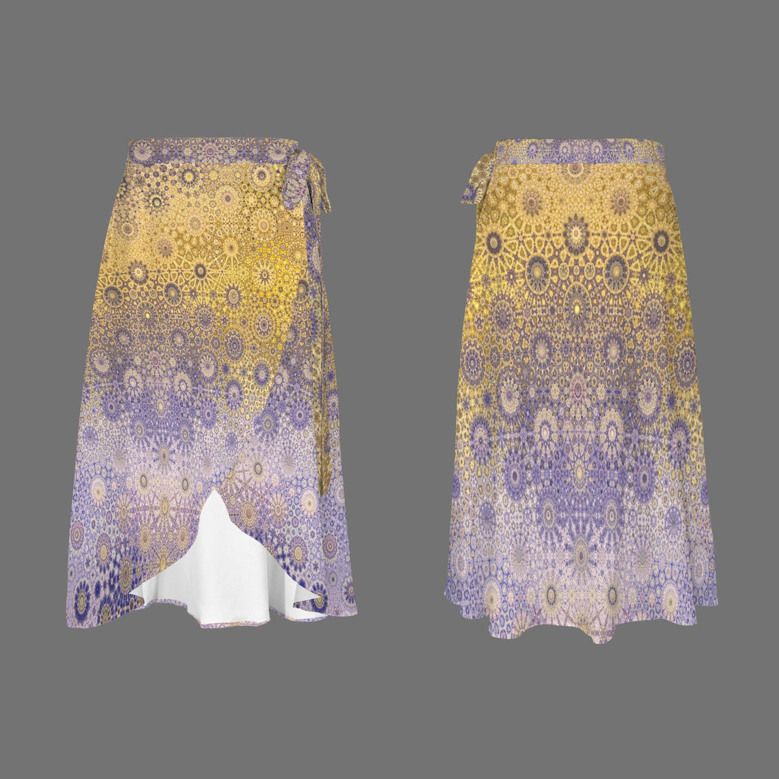 Tie Waist Wrap Skirt Gold and Lavendar Ombre