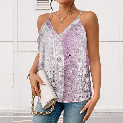 V Neck Cami Pink Glass Ombre