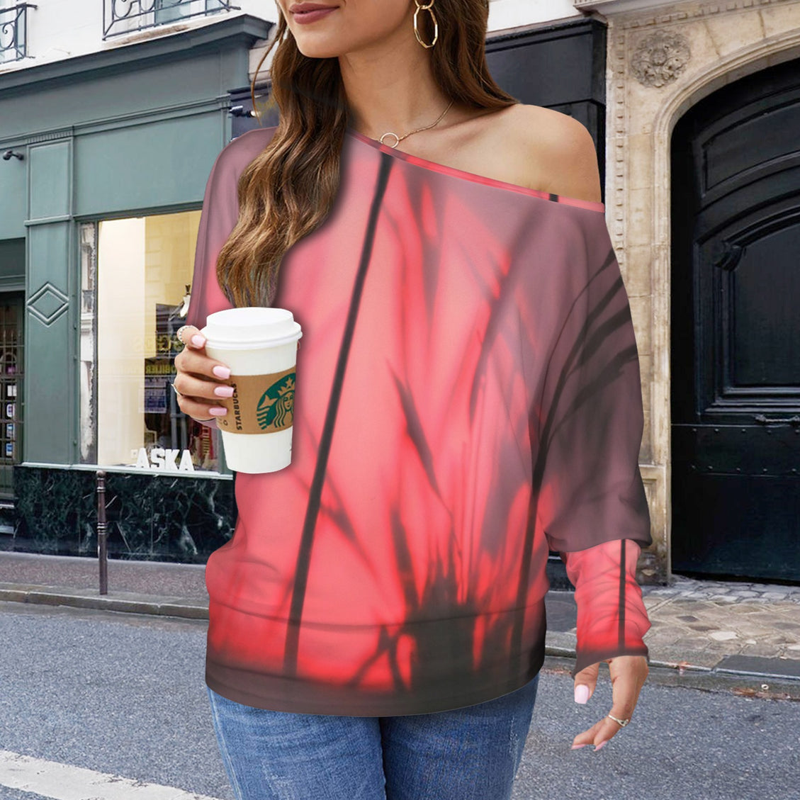 Batwing Long Sleeve Top Milkweed Sunset