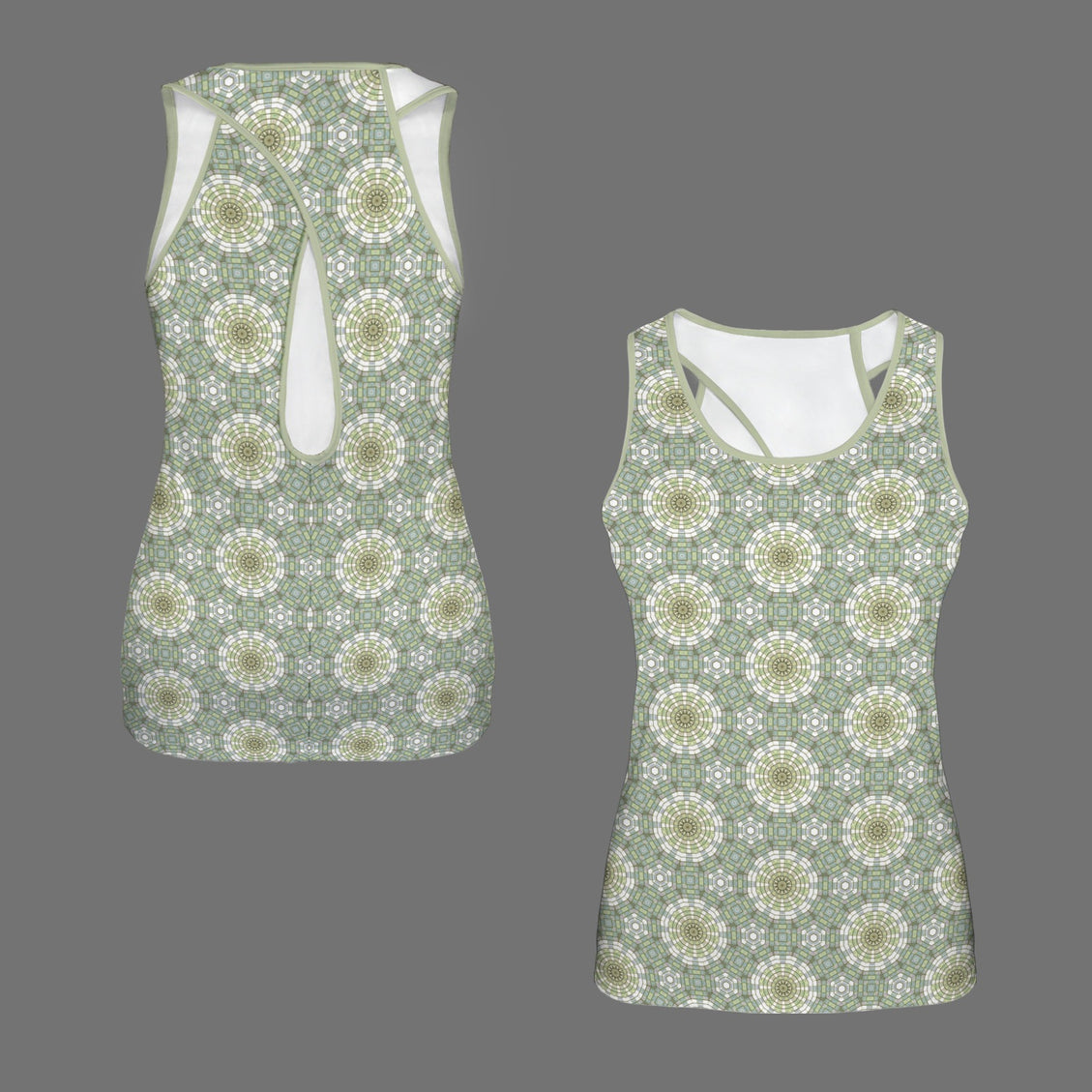 Cross Back Tank Carnival Tile Green and Yellow