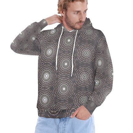 Men's Hoodie Charcoal and White Circles