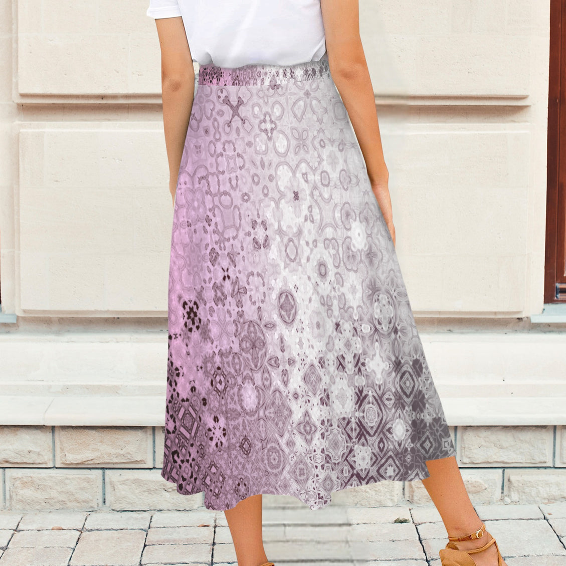 Tie Waist Wrap Skirt Pink Glass Ombre