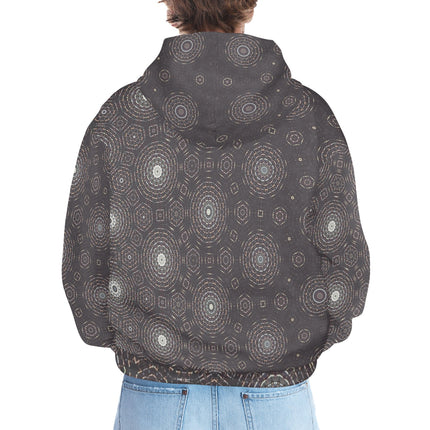 Men's Hoodie Charcoal and White Geometric