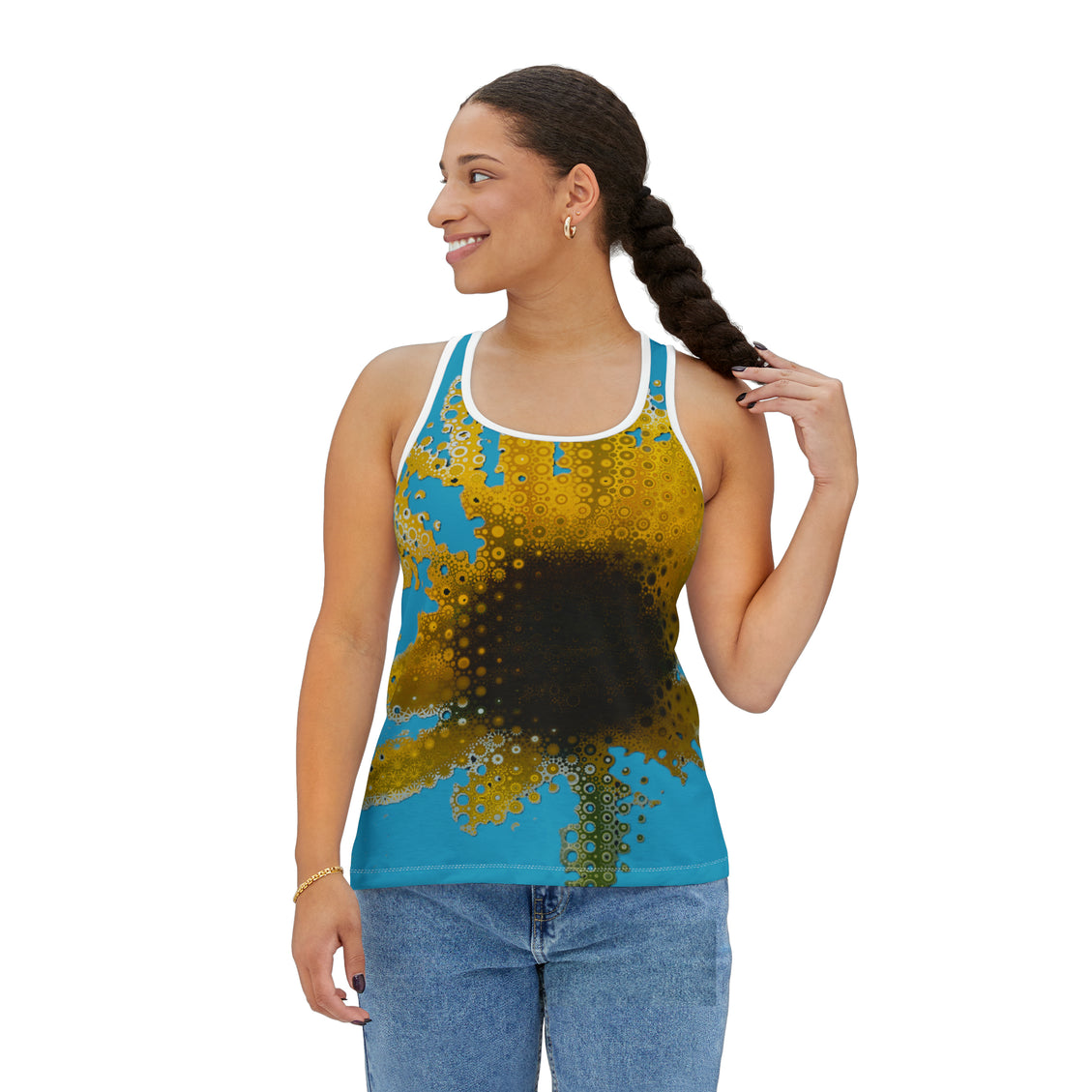 Women's Tank Top (AOP) Sunflower Turquoise