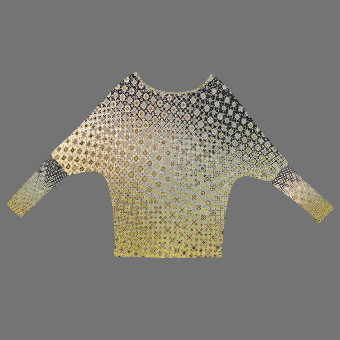 Batwing Long Sleeve Sweater Shattered Windshield Gold Green Gray Ombre