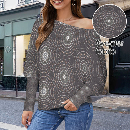 Batwing Long Sleeve Top Art Deco Gray Tile