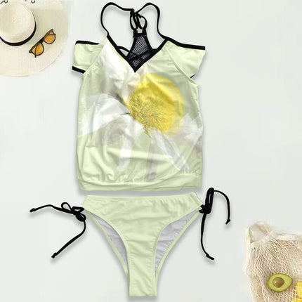 Mesh Back Tankini Daisy Watercolor Celadon