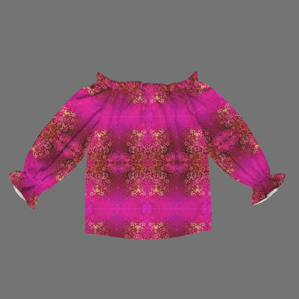 Off Shoulder Lantern Sleeve Blouse Orchids