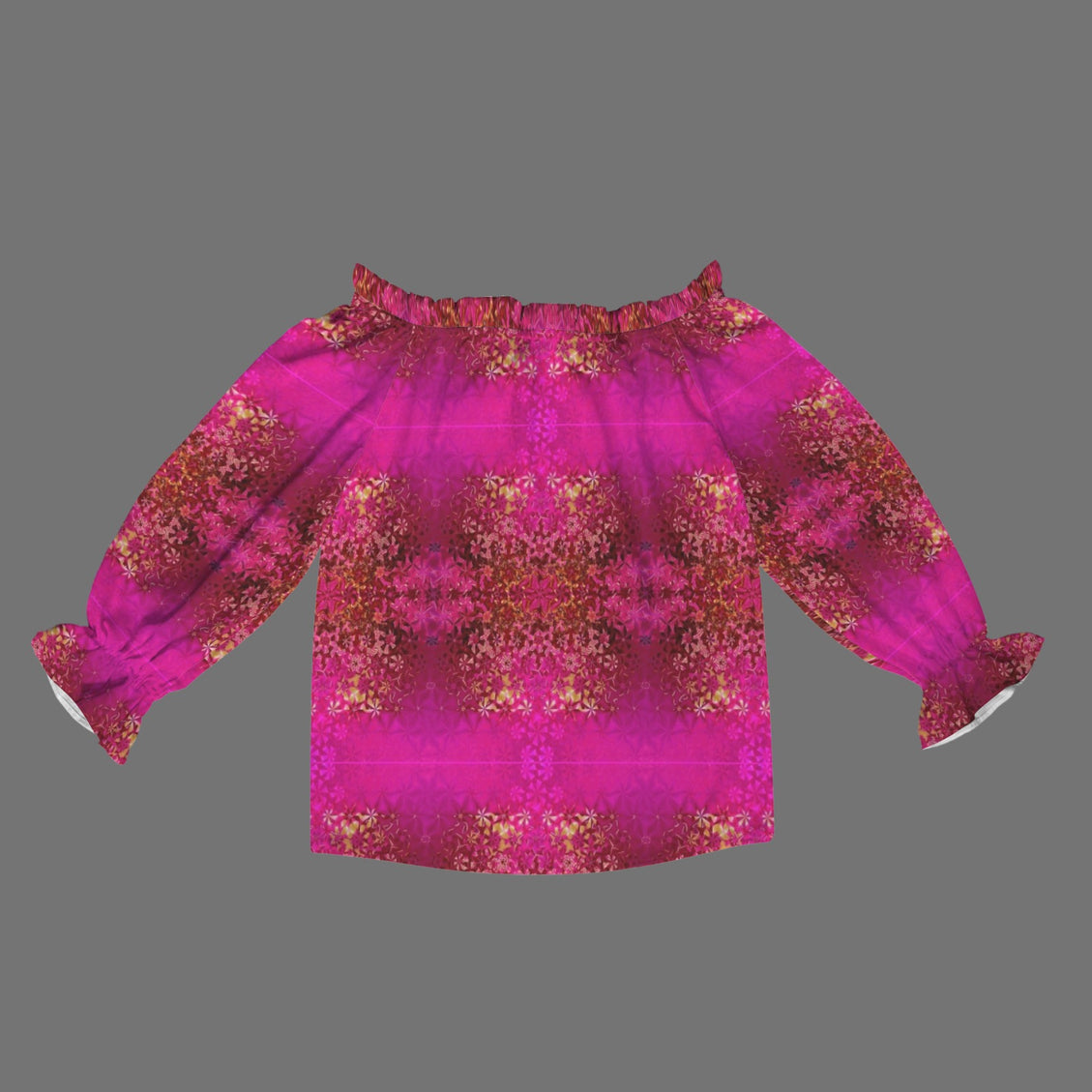 Off Shoulder Lantern Sleeve Blouse Orchids