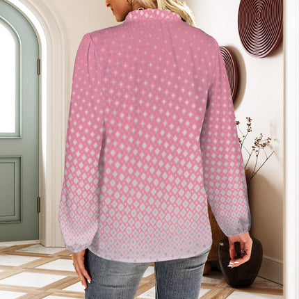 Long Sleeve Ruffled Blouse Pink Sunrise Ombre