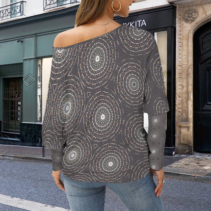 Batwing Long Sleeve Top Art Deco Gray Tile