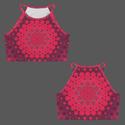 Cropped Tank Red Hollyhocks Mandela