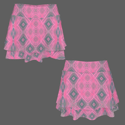 Ruffled Pocket Sports Skirt Pink Flower