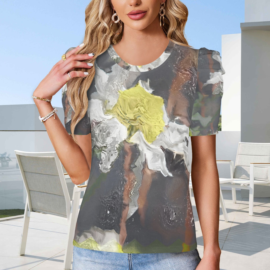 Puff Sleeve T-Shirt Daisy