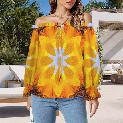 Off Shoulder Lantern Sleeve Blouse Sunflower Yellow