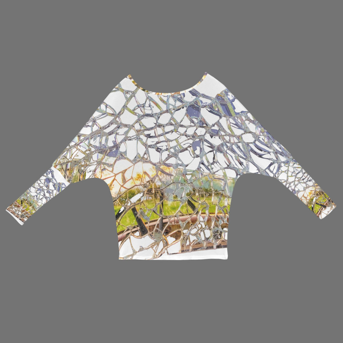 Batwing Long Sleeve Top Shattered Windshield White