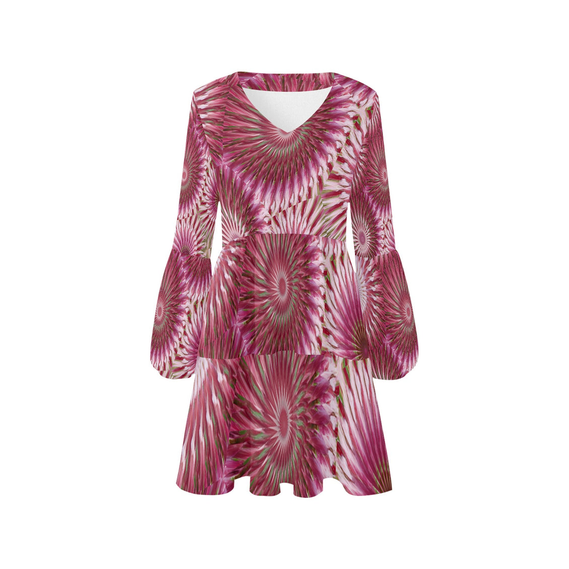 V Neck Flowy Dress Milkweed Swirl