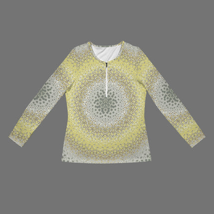 Long Sleeve Zip Front T-Shirt Yellow Clover