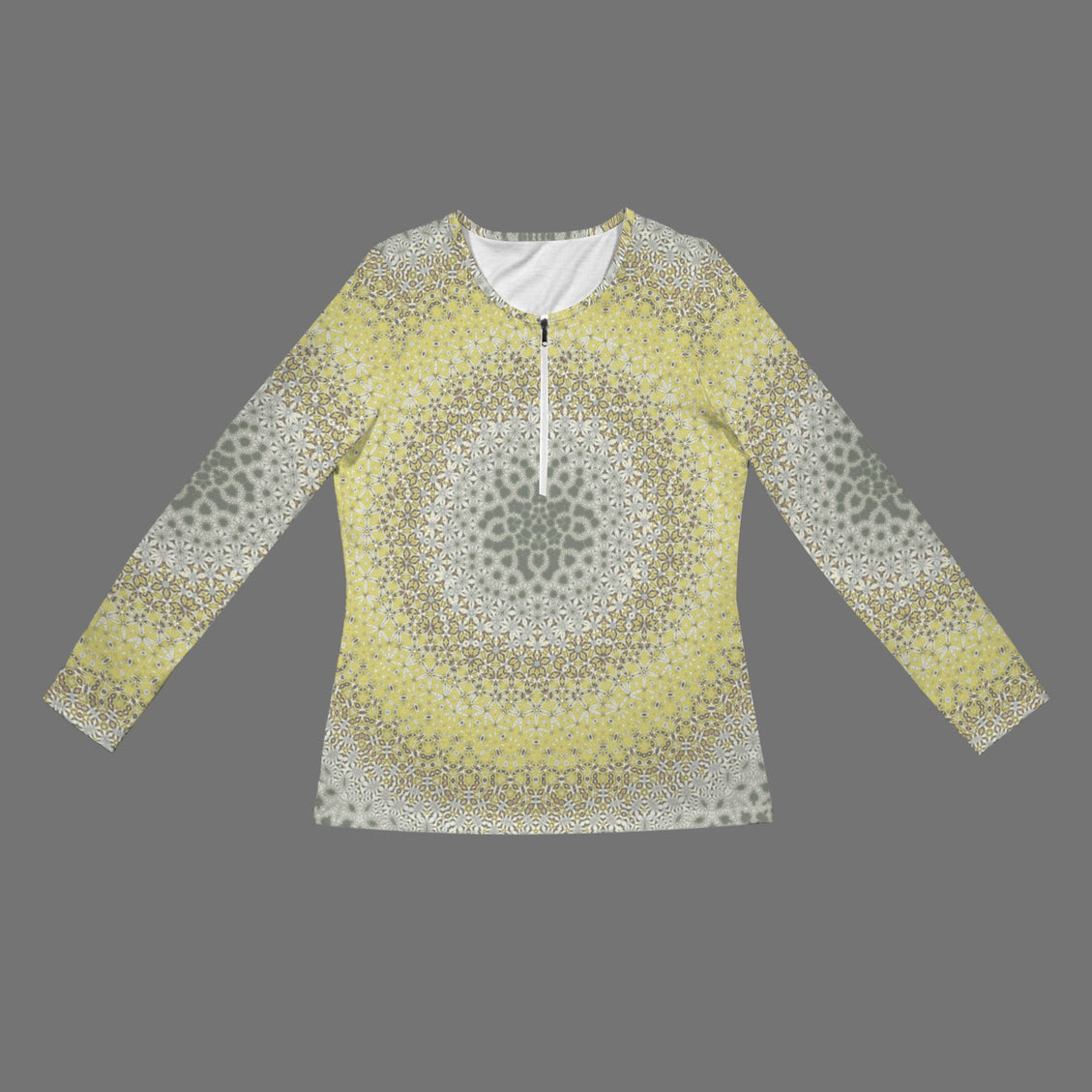 Long Sleeve Zip Front T-Shirt Yellow Clover