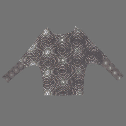 Batwing Long Sleeve Top Art Deco Gray Tile