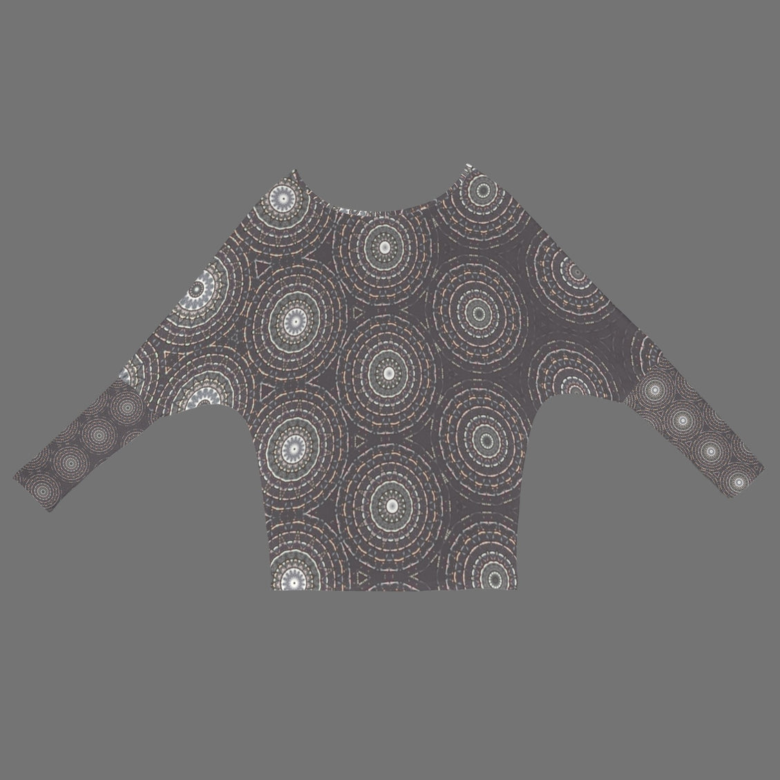 Batwing Long Sleeve Top Art Deco Gray Tile