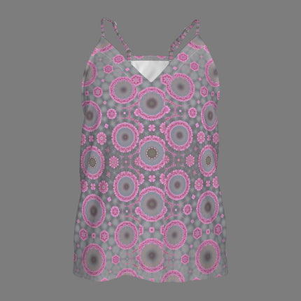 V Neck Cami Pink Flowers