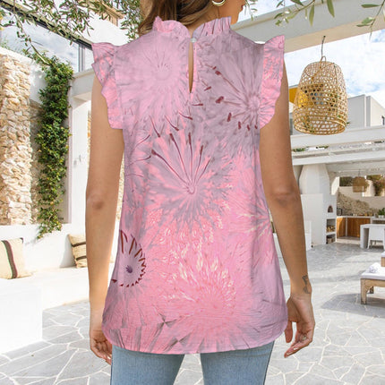 Ruffle Neck Blouse Smokey Sunset Geometric