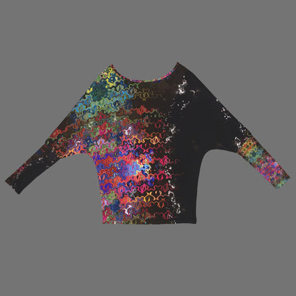 Batwing Long Sleeve Sweater Glass Multi Black