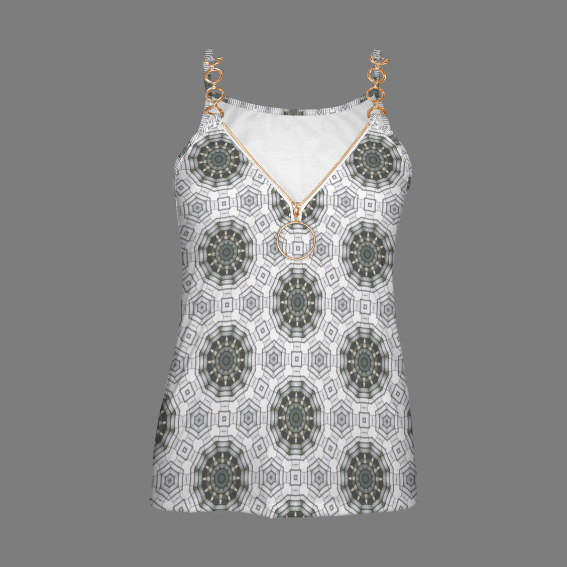 V Neck Chain Cami Carnival Tile Green