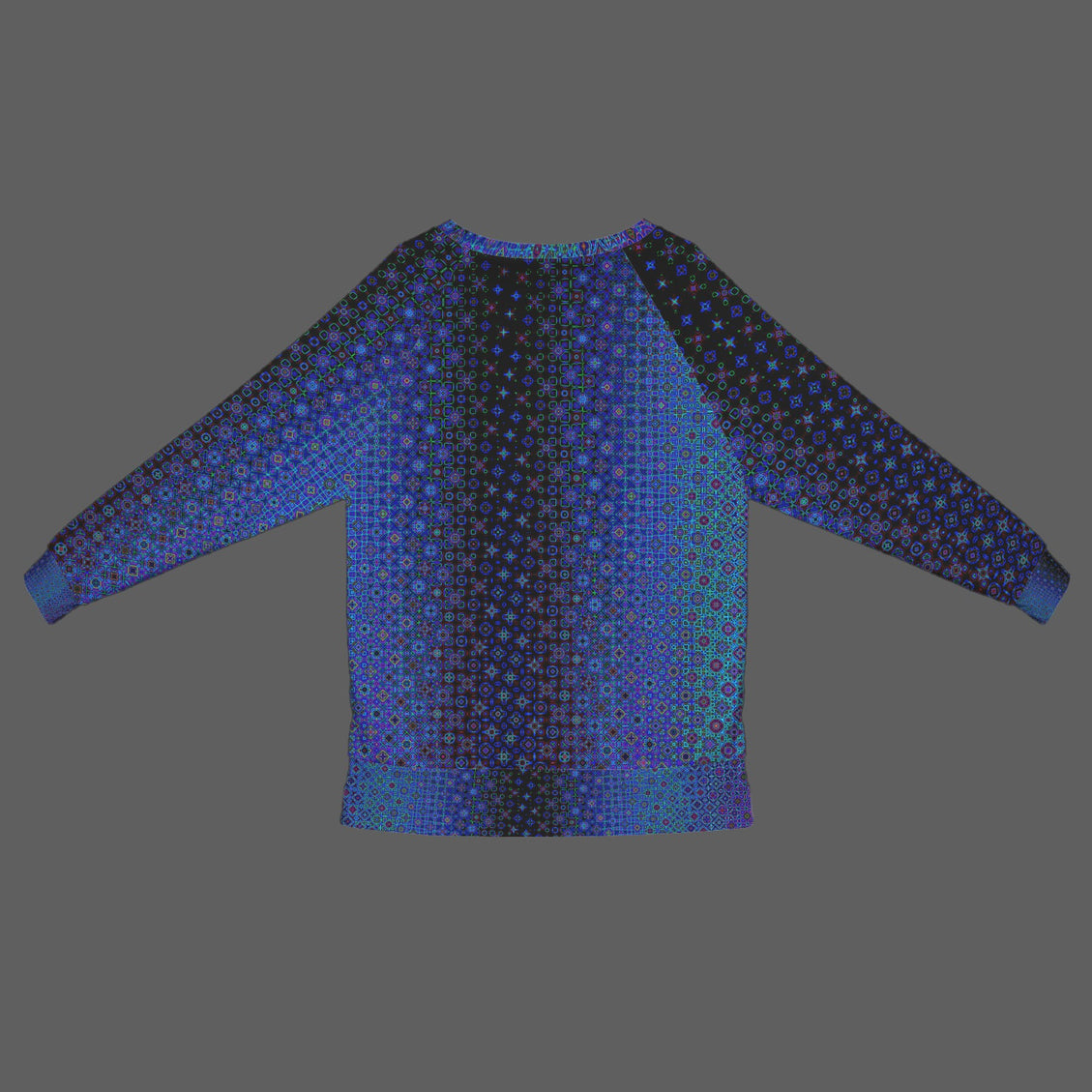 Crew Neck Long Sleeve Side Zip Sweatshirt Blue LIghts Ombre