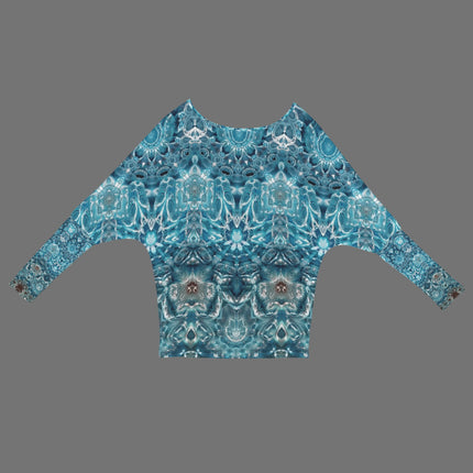 Batwing Long Sleeve Top Blue Glass