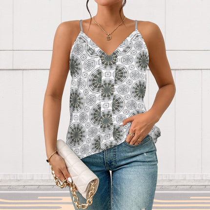 V Neck Cami Carnival Tile Gray & White