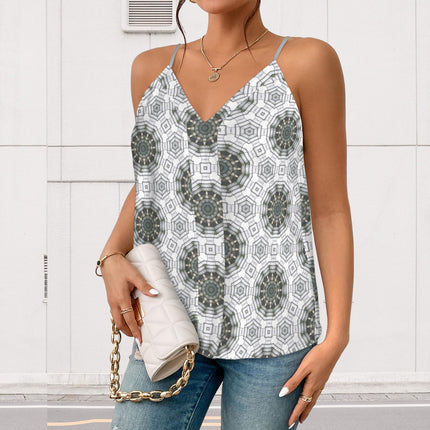 V Neck Cami Carnival Tile Gray & White