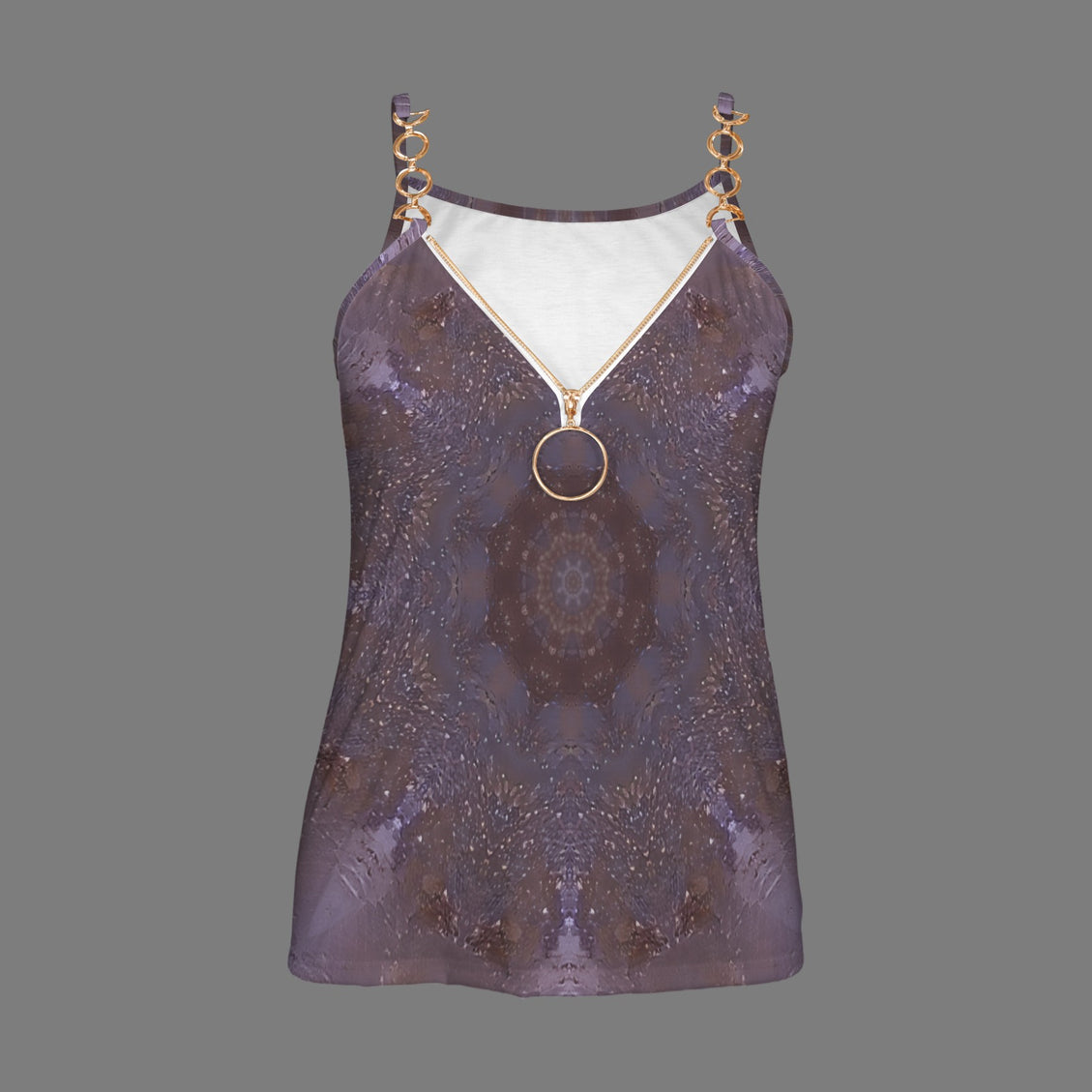 V Neck Chain Tank Top Purple