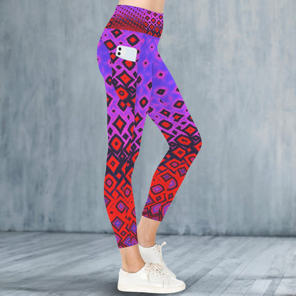 High Waist Pockets Yoga Leggings Tequila Sunrise