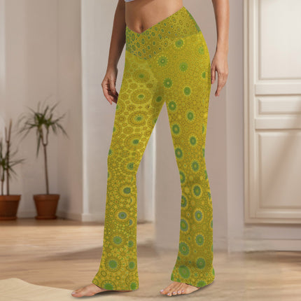 Flare Leggings Fall Leaves Green & Gold