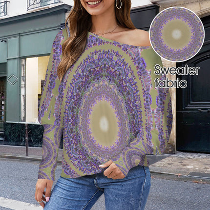 Batwing Long Sleeve Top Purple Green