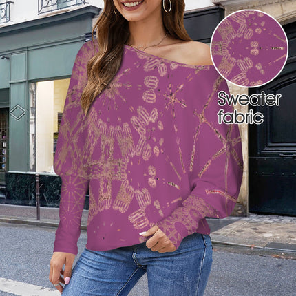 Batwing Sleeve Top Cranberry and Rose Gold Graphic